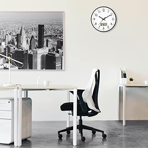 Foxtop 12 inch Digital Wall Clock with Date & Temperature for Home & Office