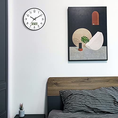 Foxtop 12 inch Digital Wall Clock with Date & Temperature for Home & Office