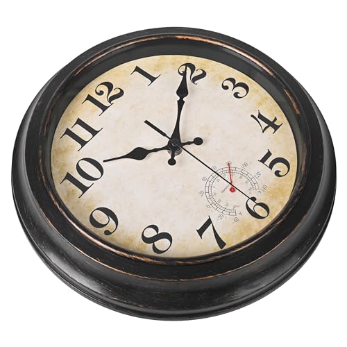 Rustic Outdoor Clock with Thermometer for Home Garden
