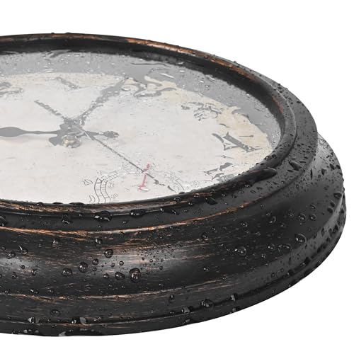 Rustic Outdoor Clock with Thermometer for Home Garden