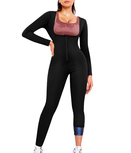 Women's Full Body Compression Sweat Jumpsuit - Black, Large