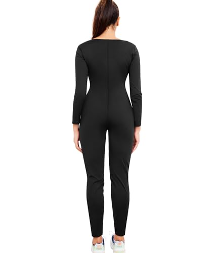 Women's Full Body Compression Sweat Jumpsuit - Black, Large