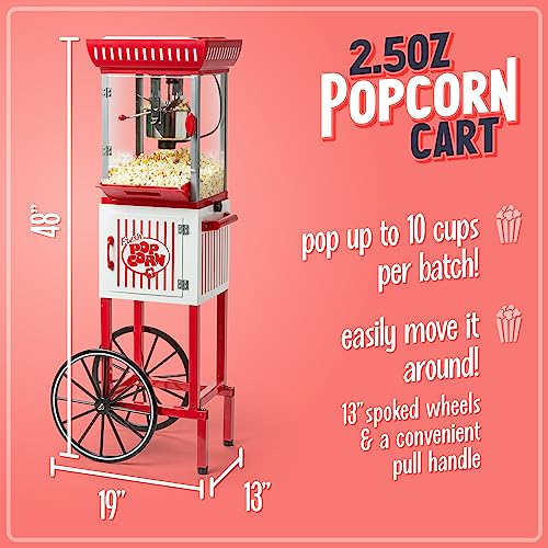 Retro Popcorn Maker Cart, Makes 10 Cups