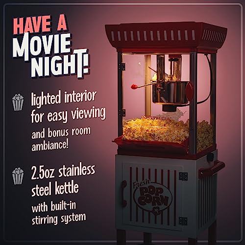 Retro Popcorn Maker Cart, Makes 10 Cups