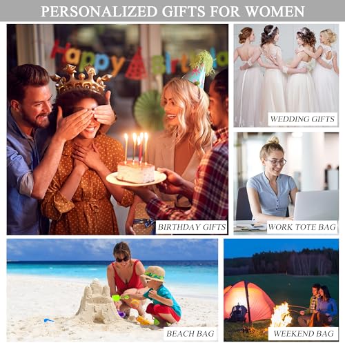 Personalized Initial Canvas Tote Bag for Women