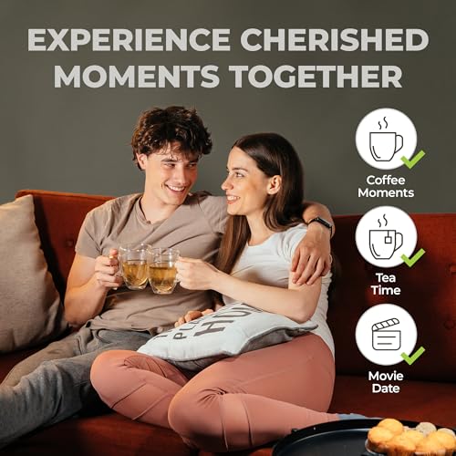 GLORAMA Couple's Glass Coffee Mugs - Insulated Line-Art Set (14oz)