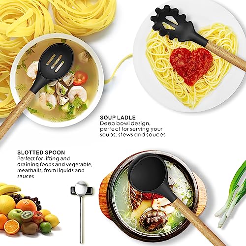 Heat Resistant Silicone Cooking Utensil Set with Holder