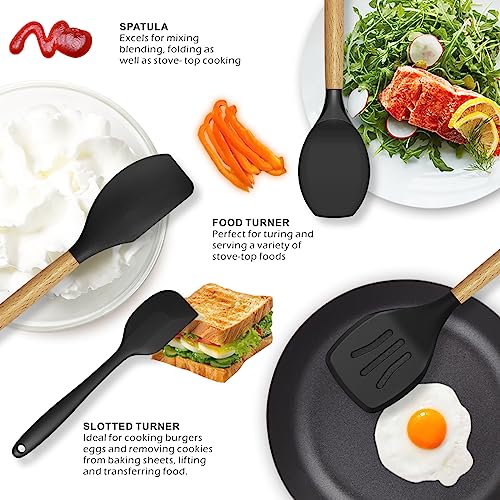 Heat Resistant Silicone Cooking Utensil Set with Holder