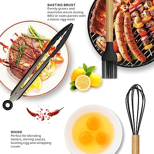 Heat Resistant Silicone Cooking Utensil Set with Holder