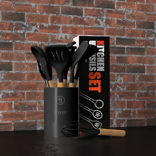 Heat Resistant Silicone Cooking Utensil Set with Holder