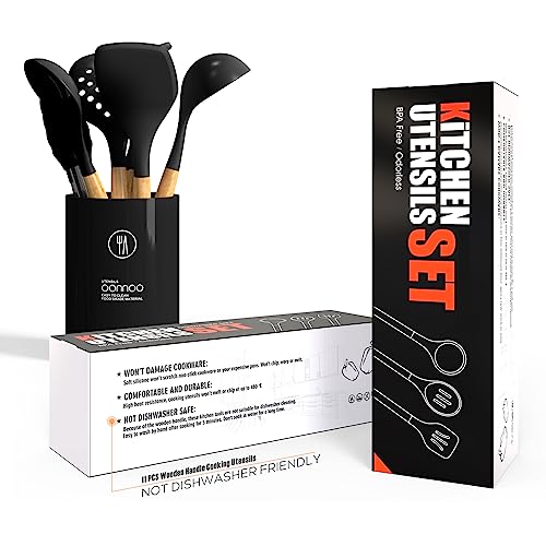 Heat Resistant Silicone Cooking Utensil Set with Holder