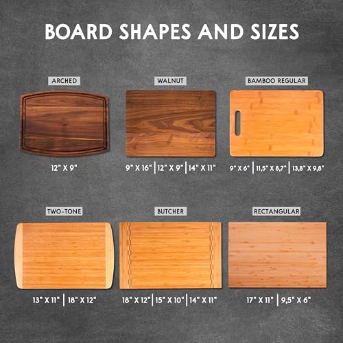 Custom Engraved Cutting Board, 11 Designs, 5 Wood Styles