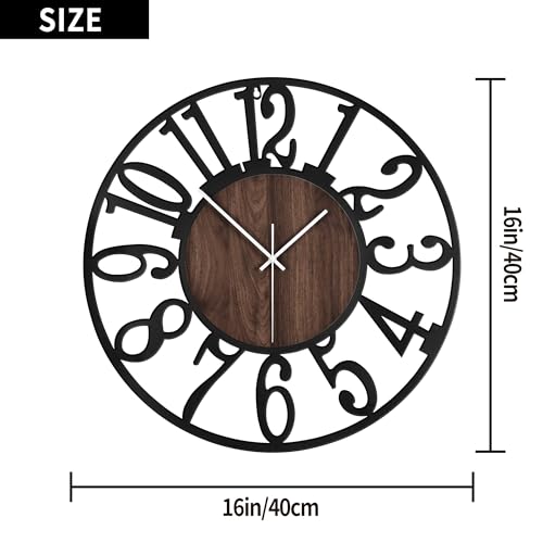 Large Silent Rustic Wall Clock for Home Decor