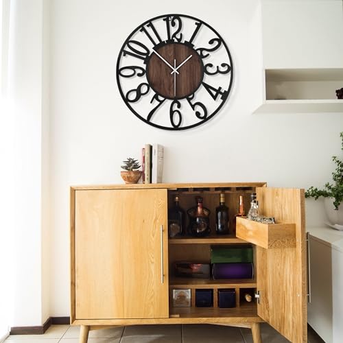 Large Silent Rustic Wall Clock for Home Decor