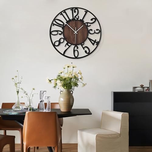 Large Silent Rustic Wall Clock for Home Decor