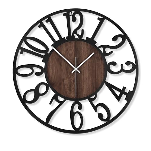 Large Silent Rustic Wall Clock for Home Decor