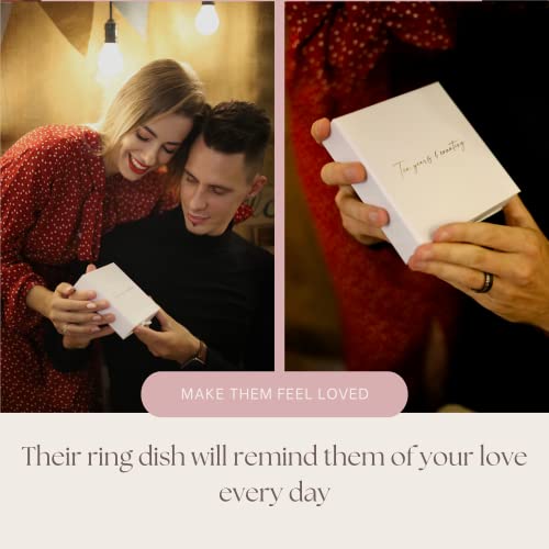 Engraved Aluminum Wedding Ring Holder Dish & Gift Box