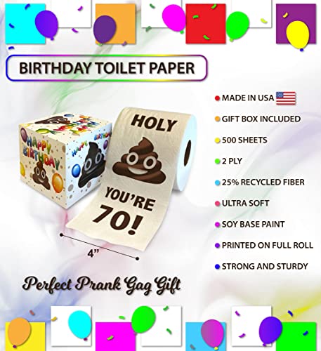 Holy Poop You're 70 Toilet Paper Gag Gift