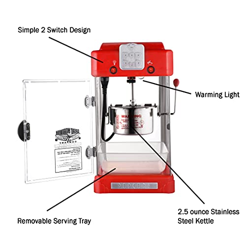 Tabletop Popcorn Machine - 1 Gallon Capacity, Red