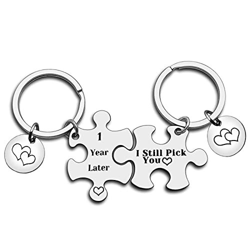 1st Anniversary Puzzle Keychain Set for Couples