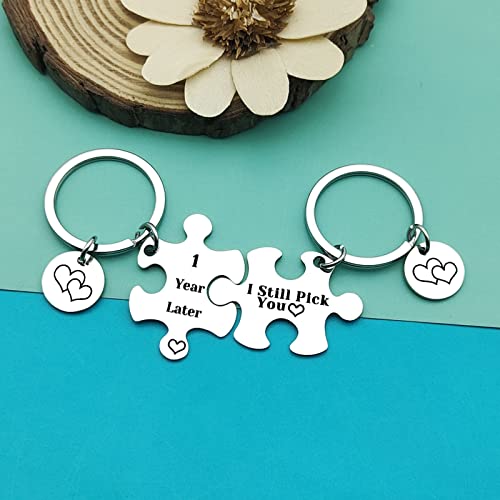 1st Anniversary Puzzle Keychain Set for Couples