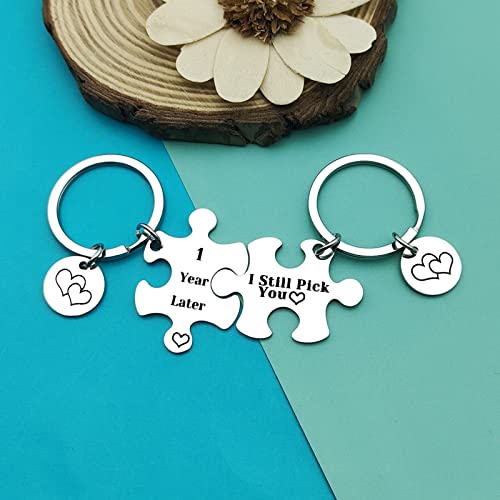 1st Anniversary Puzzle Keychain Set for Couples