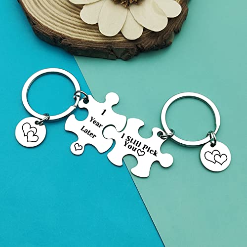 1st Anniversary Puzzle Keychain Set for Couples