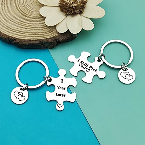 1st Anniversary Puzzle Keychain Set for Couples