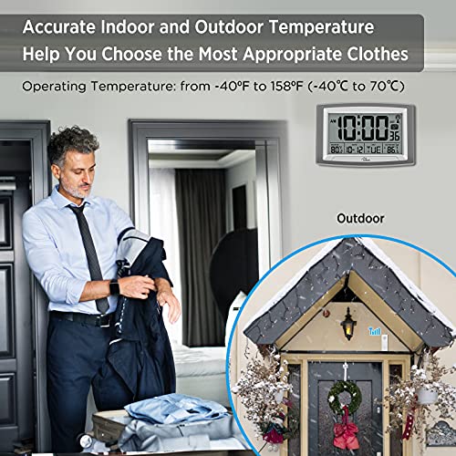 Large Display Atomic Clock with Indoor/Outdoor Temperature