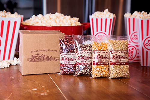 4-4 oz Bags | Popcorn Kernel Variety Sampler | Baby White, Red, Medium Yellow and Purple Popcorn Kernels