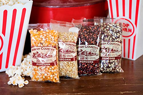 4-4 oz Bags | Popcorn Kernel Variety Sampler | Baby White, Red, Medium Yellow and Purple Popcorn Kernels
