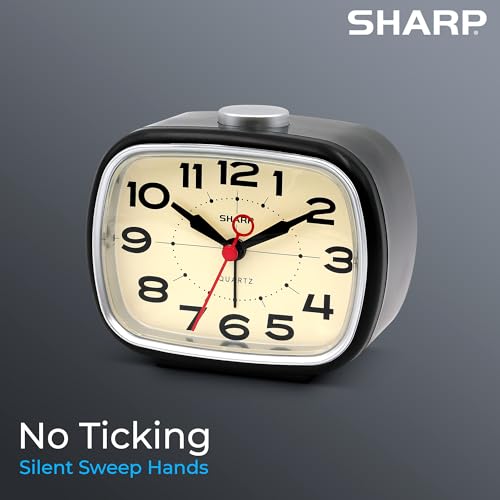 Retro Analog Battery Powered Alarm Clock, Black