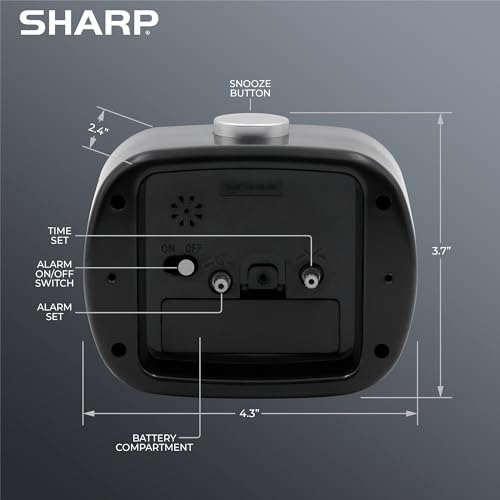 Retro Analog Battery Powered Alarm Clock, Black