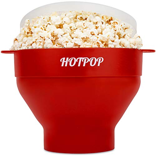 Hotpop Microwave Popcorn Popper, Silicone, Collapsible Bowl - Cherry