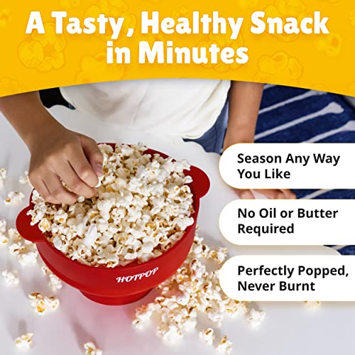 Hotpop Microwave Popcorn Popper, Silicone, Collapsible Bowl - Cherry