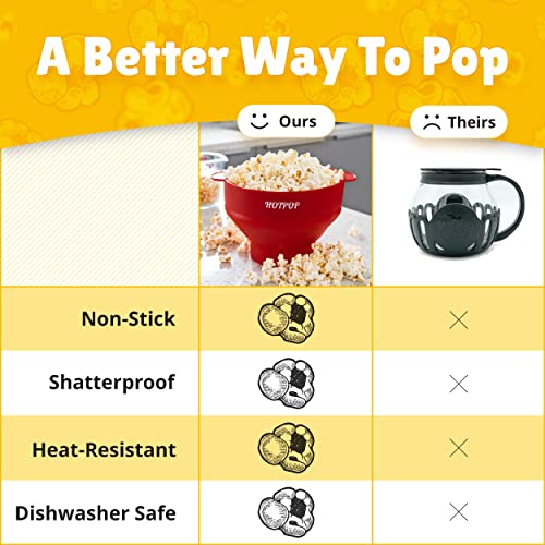 Hotpop Microwave Popcorn Popper, Silicone, Collapsible Bowl - Cherry
