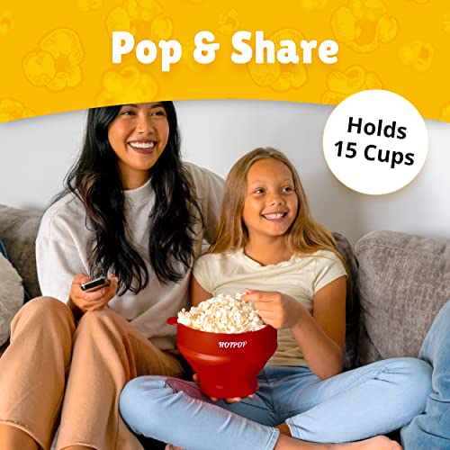 Hotpop Microwave Popcorn Popper, Silicone, Collapsible Bowl - Cherry