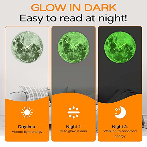 Geeky Days Glow in The Dark Moon Clock