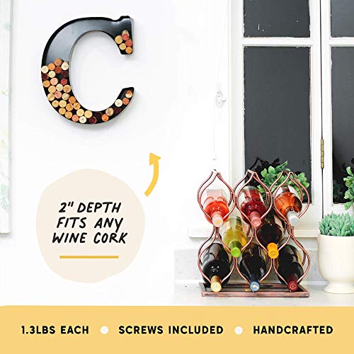 Large Metal Wine Cork Holder - A to Z Letters