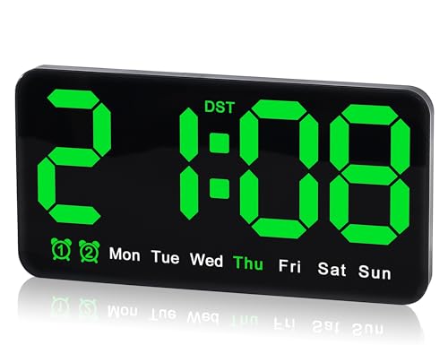 Plum Triangle Digital Wall Clock, 9.5 Inch, LED Alarm