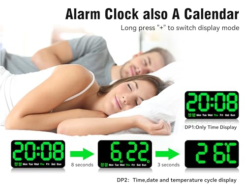 Plum Triangle Digital Wall Clock, 9.5 Inch, LED Alarm