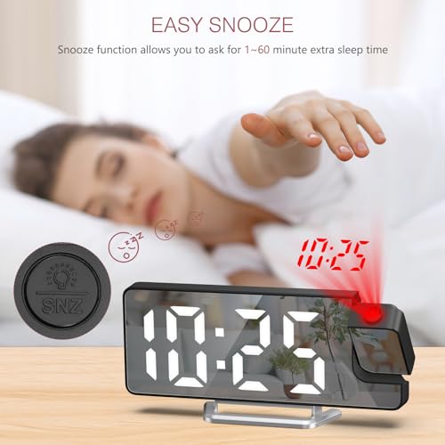 Projection Alarm Clock with Rotatable Projector and Large Display
