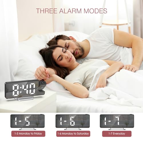 Projection Alarm Clock with Rotatable Projector and Large Display