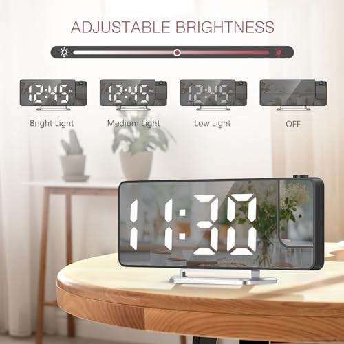 Projection Alarm Clock with Rotatable Projector and Large Display