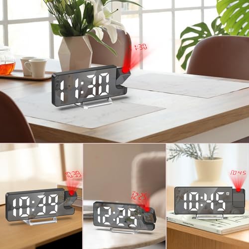 Projection Alarm Clock with Rotatable Projector and Large Display