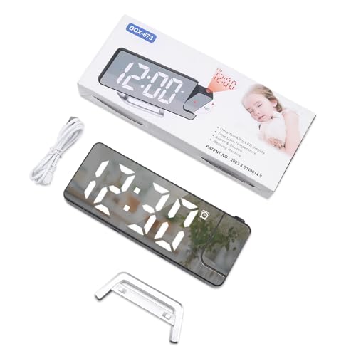 Projection Alarm Clock with Rotatable Projector and Large Display