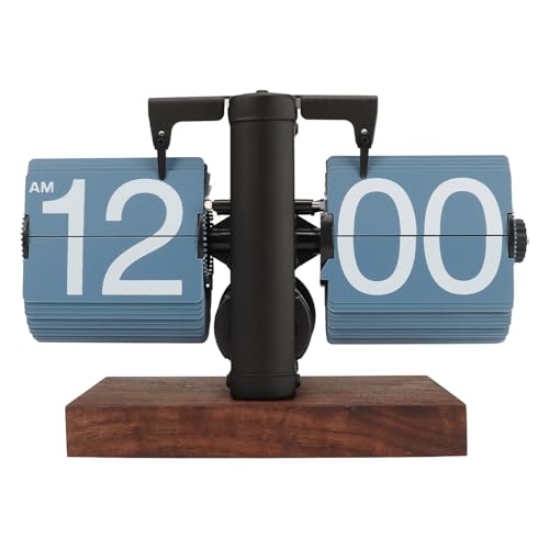 Automatic Turning Tube Clock - Retro Desk Clock (Blue)