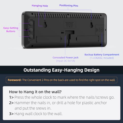 XUANZIT LED Digital Wall Clock with RGB Display