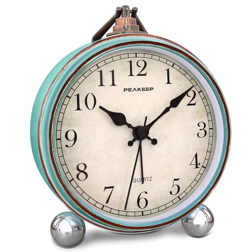 Peakeep 4" Retro Analog Alarm Clock - Desk/Table Gift