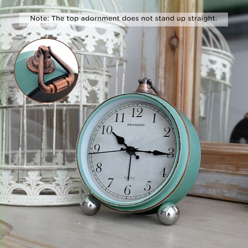 Peakeep 4" Retro Analog Alarm Clock - Desk/Table Gift